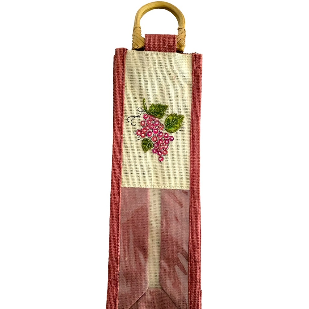 NWOT Embroidered Appliqué Wine Bag